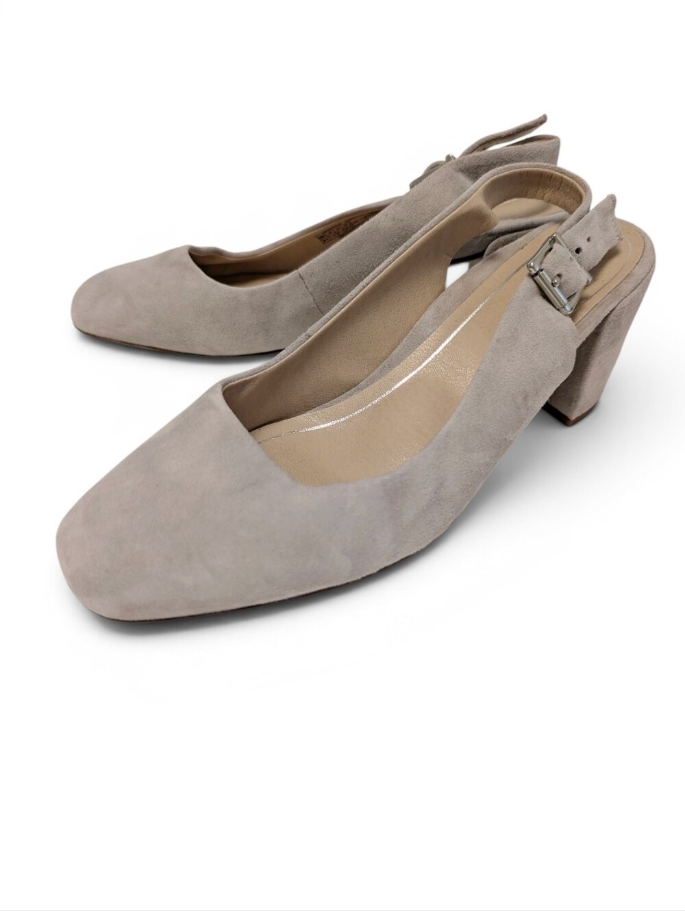 VIONIC Nareen Slingback Grey Suede Block Heel Pumps Comfort 9.5